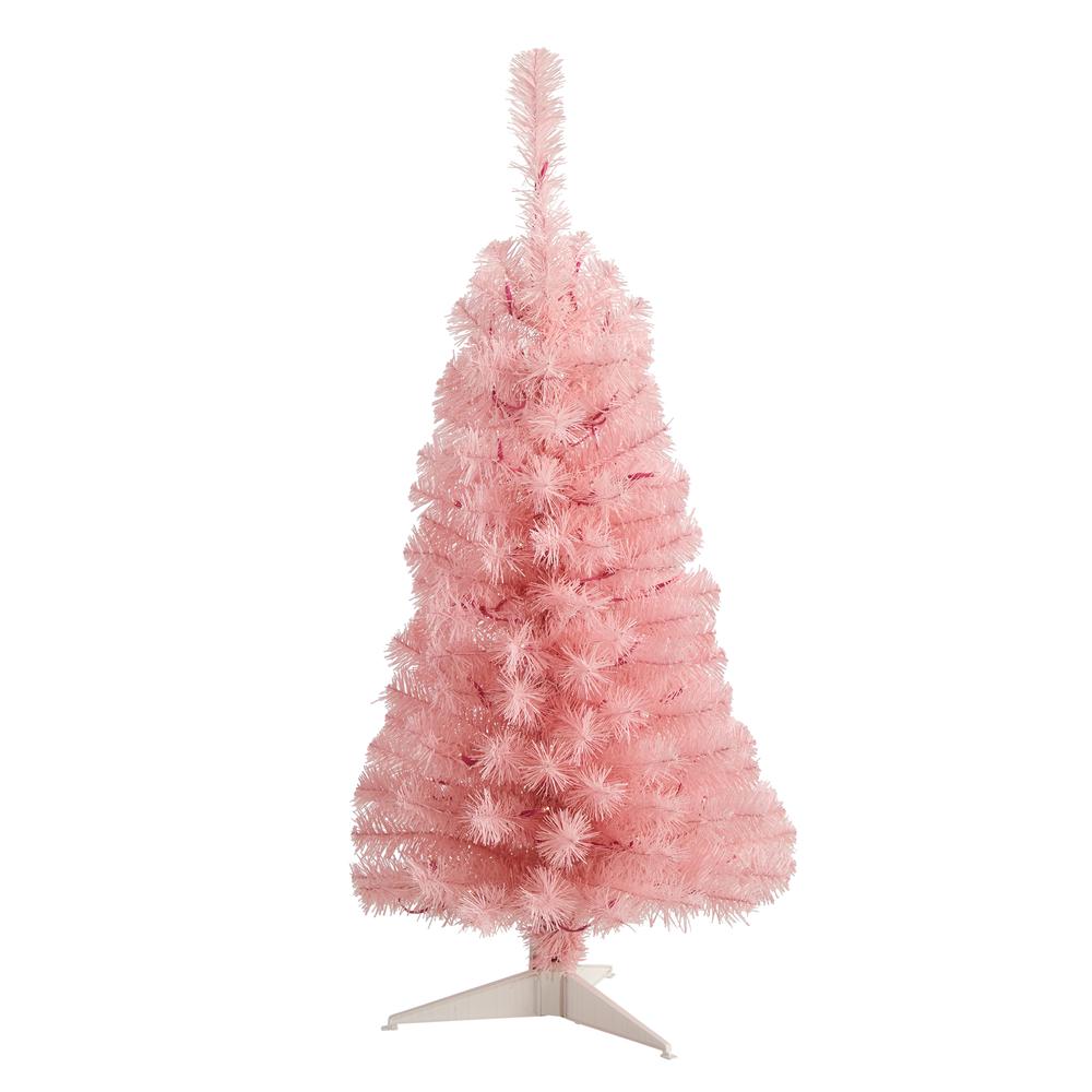3ft. Pink Artificial Christmas Tree with 50 LED Lights and 118 Bendable Branches. Picture 2