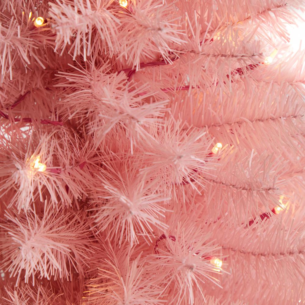 3ft. Pink Artificial Christmas Tree with 50 LED Lights and 118 Bendable Branches. Picture 3