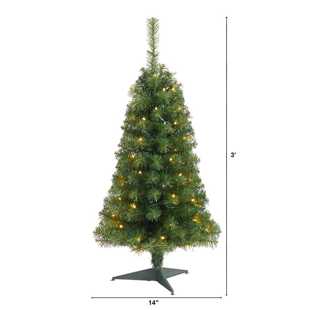 3ft. Green Artificial Christmas Tree with 50 LED Lights and 118 Bendable Branches. Picture 1