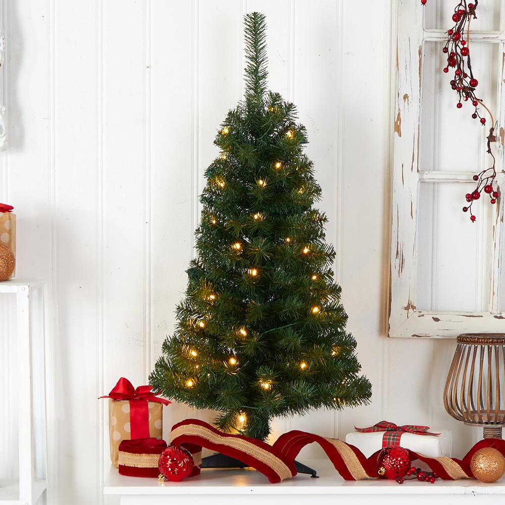 3ft. Green Artificial Christmas Tree with 50 LED Lights and 118 Bendable Branches. Picture 10