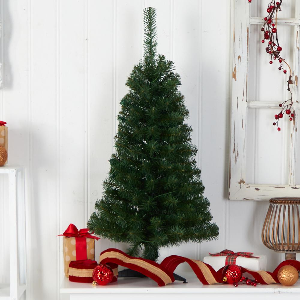 3ft. Green Artificial Christmas Tree with 50 LED Lights and 118 Bendable Branches. Picture 7