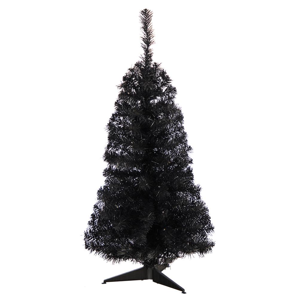 3ft. Black Artificial Christmas Tree with 50 LED Lights and 118 Bendable Branches. Picture 3