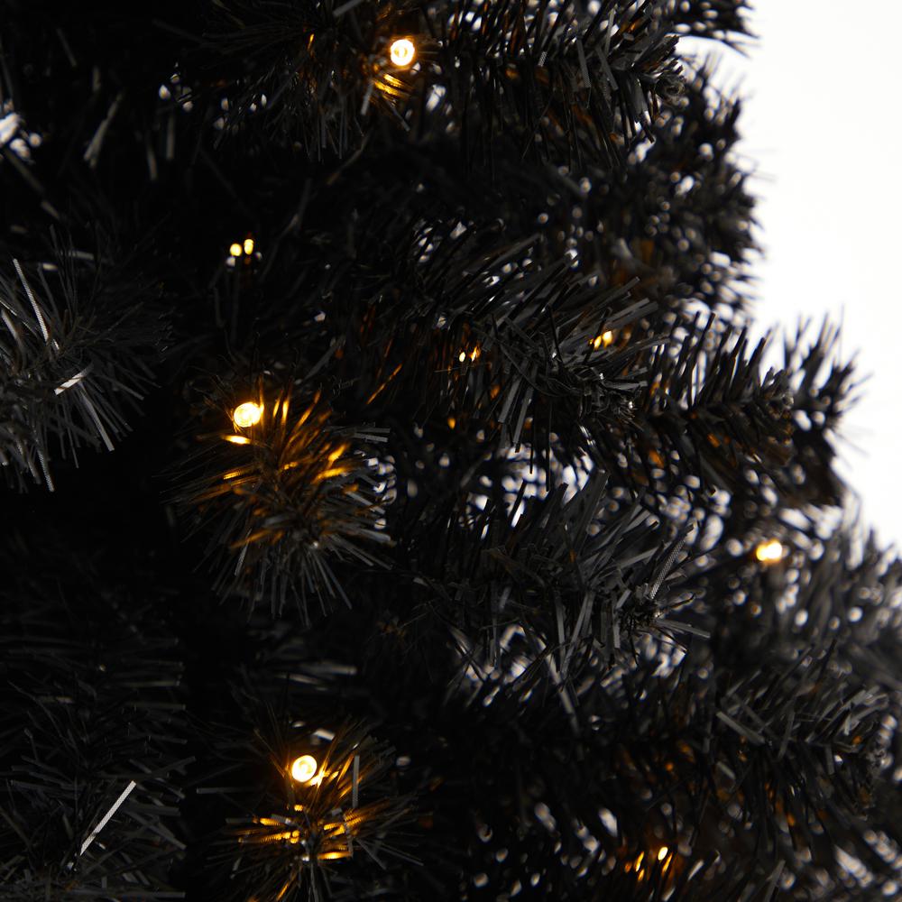 3ft. Black Artificial Christmas Tree with 50 LED Lights and 118 Bendable Branches. Picture 4