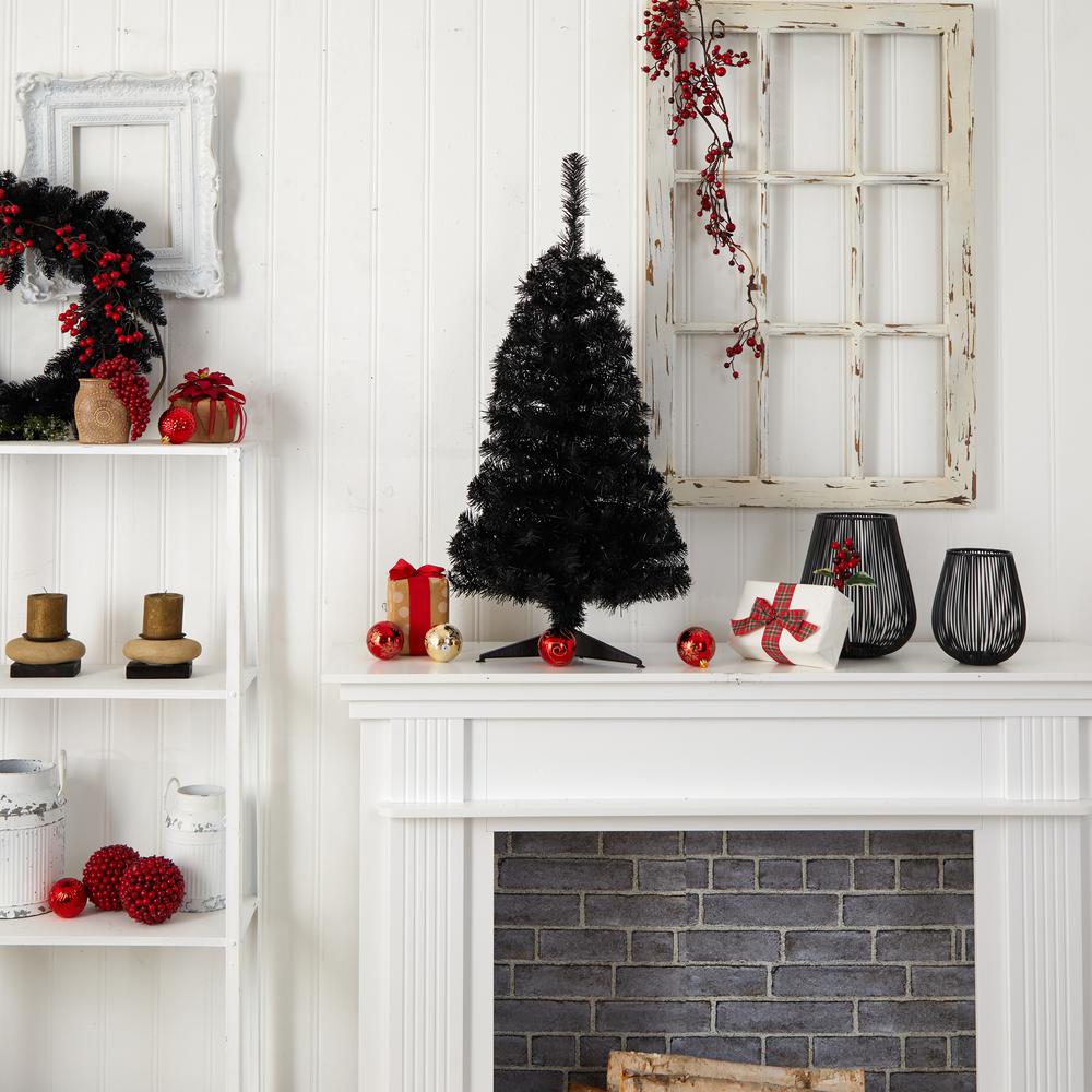 3ft. Black Artificial Christmas Tree with 50 LED Lights and 118 Bendable Branches. Picture 10