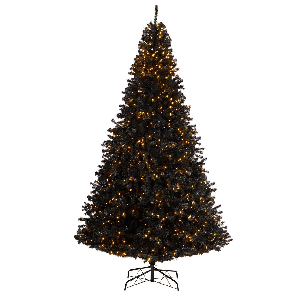 10ft. Black Artificial Christmas Tree with 950 Clear LED Lights and 3056 Tips. Picture 1