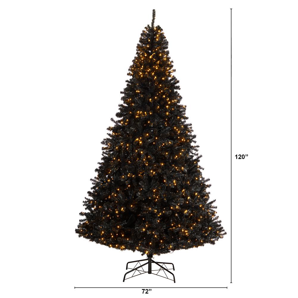 10ft. Black Artificial Christmas Tree with 950 Clear LED Lights and 3056 Tips. Picture 2
