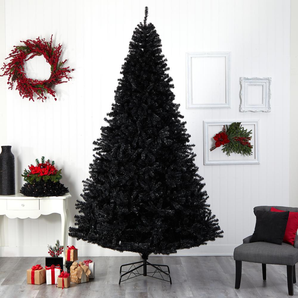 10ft. Black Artificial Christmas Tree with 950 Clear LED Lights and 3056 Tips. Picture 8