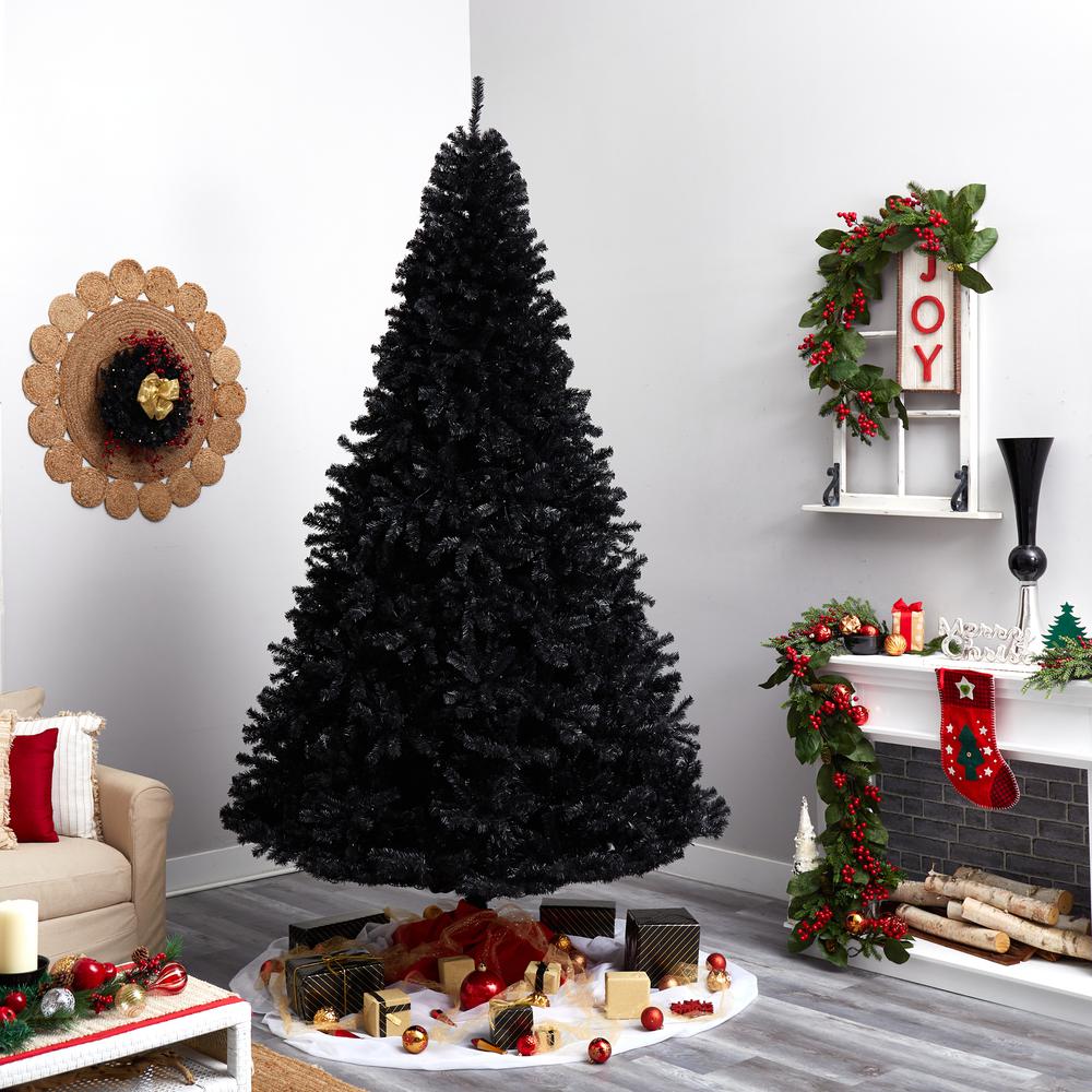 10ft. Black Artificial Christmas Tree with 950 Clear LED Lights and 3056 Tips. Picture 10