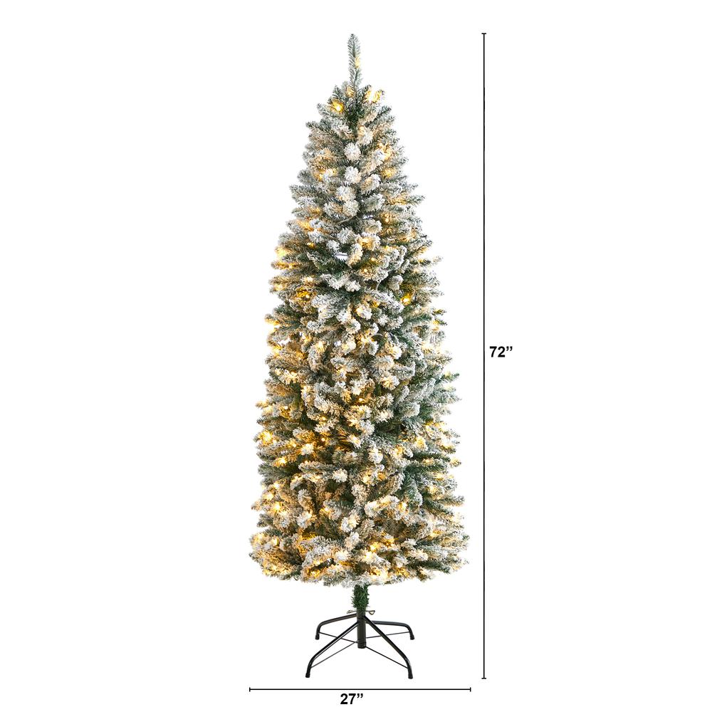 Flocked Montreal Fir Artificial Christmas Tree with 250 Warm White LED Lights. Picture 2