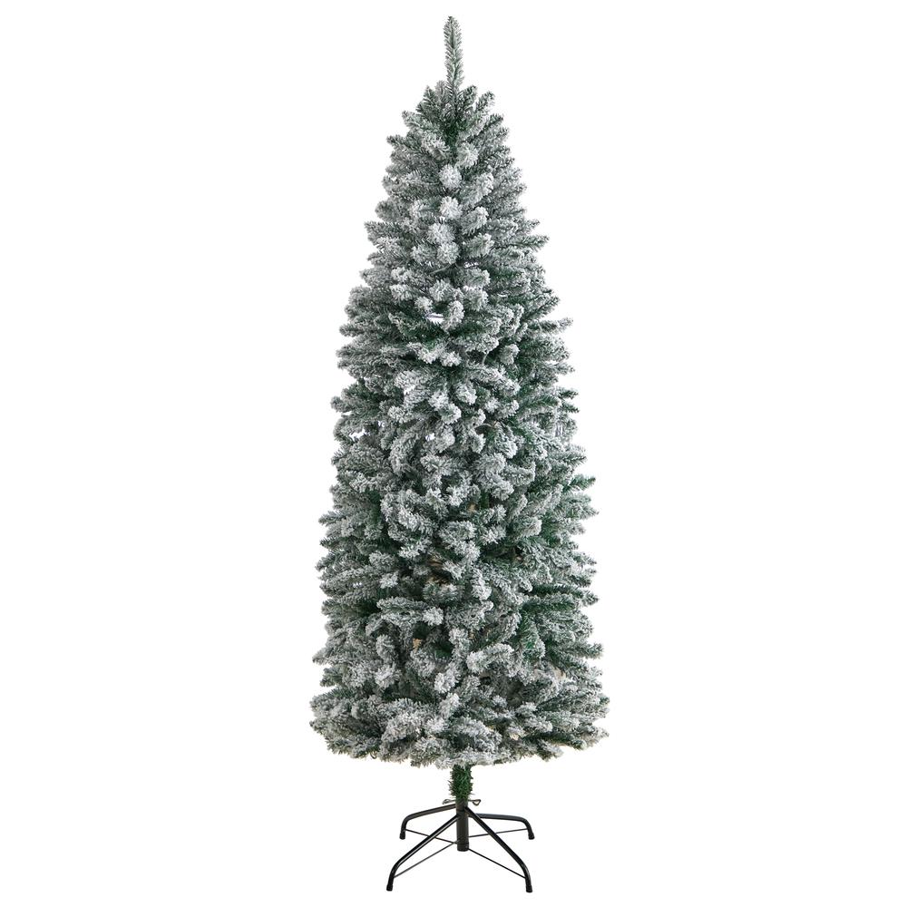 Flocked Montreal Fir Artificial Christmas Tree with 250 Warm White LED Lights. Picture 3
