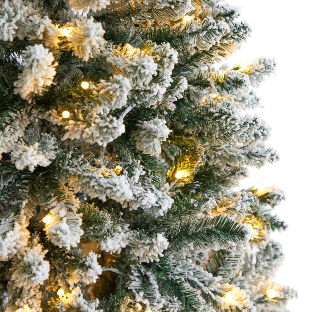 Flocked Montreal Fir Artificial Christmas Tree with 250 Warm White LED Lights. Picture 4