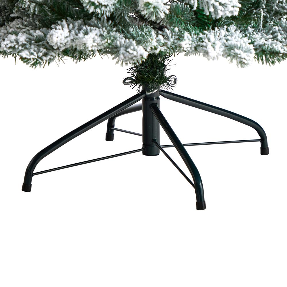 7ft. Slim Flocked Montreal Fir Artificial Christmas Tree with 300 Warm White LED Lights and 995 Bendable Branches. Picture 6