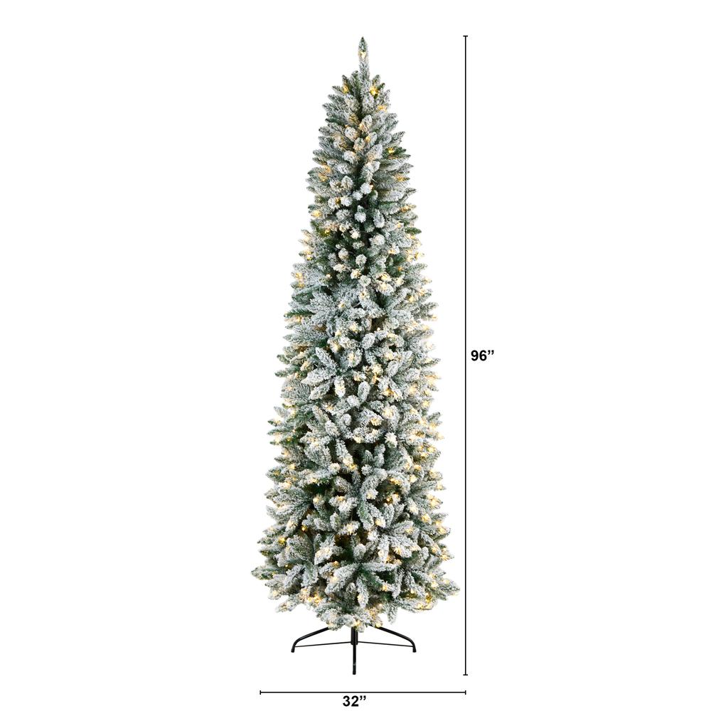 Flocked Montreal Fir Artificial Christmas Tree with 400 Warm White LED Lights. Picture 2