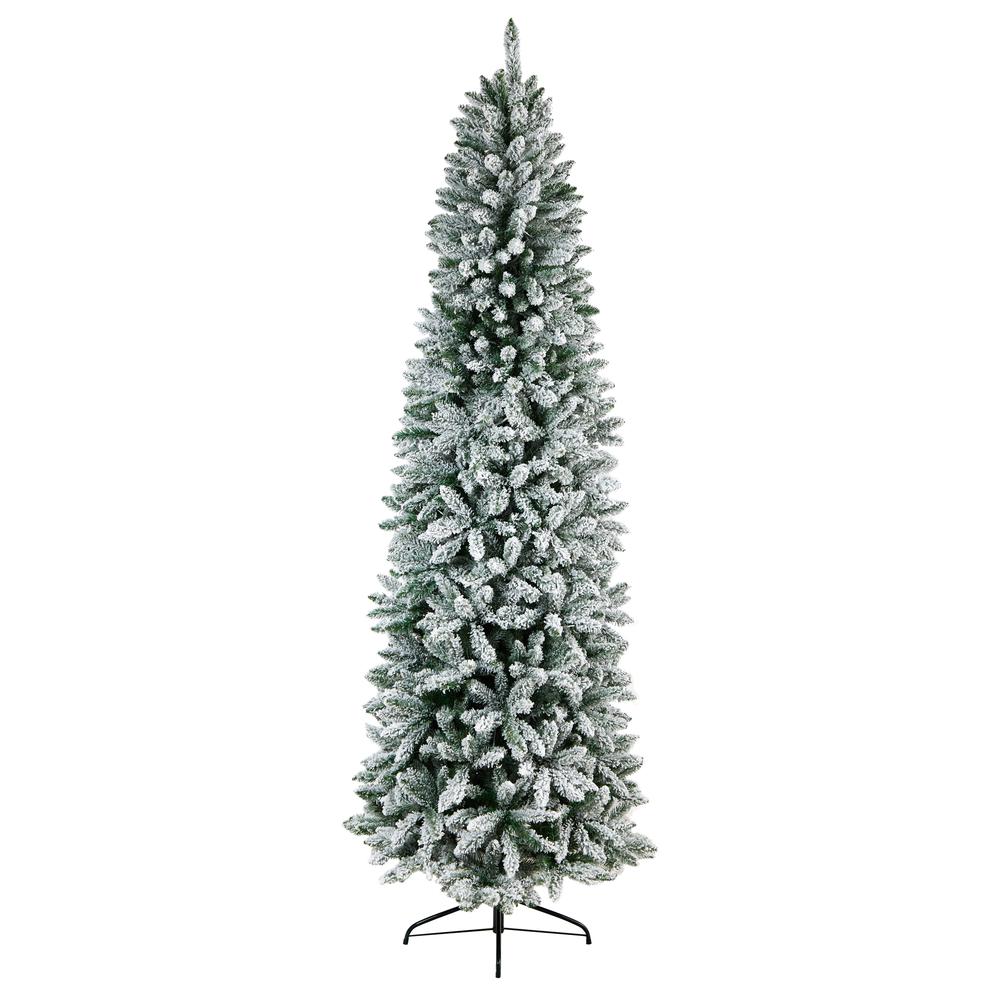Flocked Montreal Fir Artificial Christmas Tree with 400 Warm White LED Lights. Picture 3