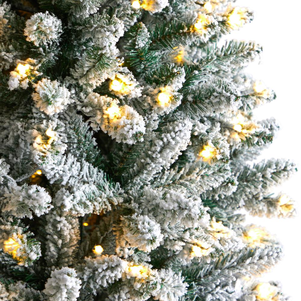 Flocked Montreal Fir Artificial Christmas Tree with 400 Warm White LED Lights. Picture 4