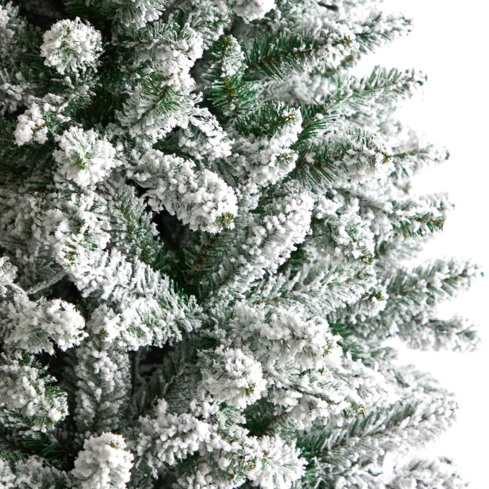 Flocked Montreal Fir Artificial Christmas Tree with 400 Warm White LED Lights. Picture 5