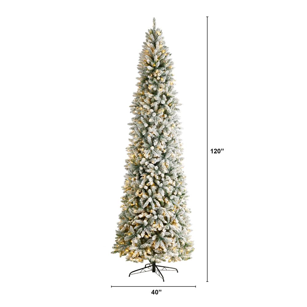 Flocked Montreal Fir Artificial Christmas Tree with 800 Warm White LED Lights. Picture 2