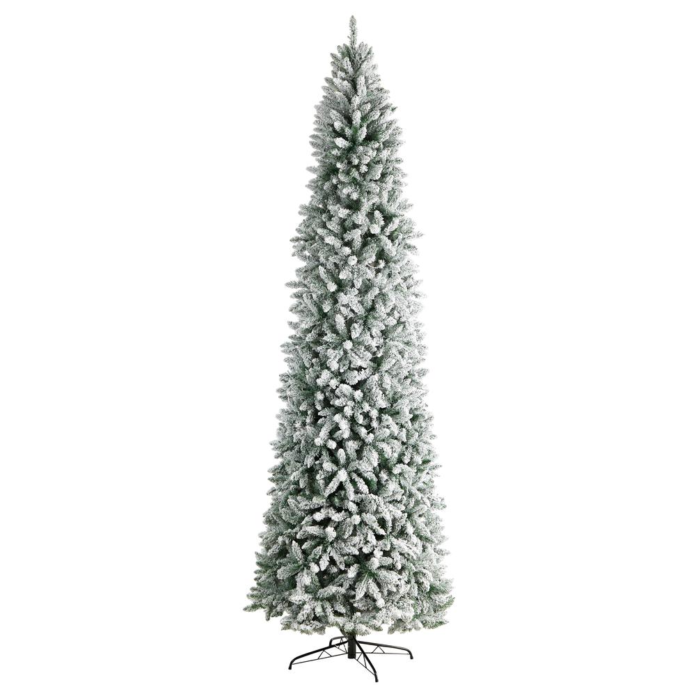 Flocked Montreal Fir Artificial Christmas Tree with 800 Warm White LED Lights. Picture 3