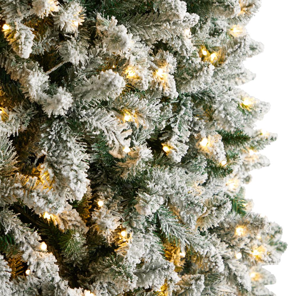 Flocked Montreal Fir Artificial Christmas Tree with 800 Warm White LED Lights. Picture 4
