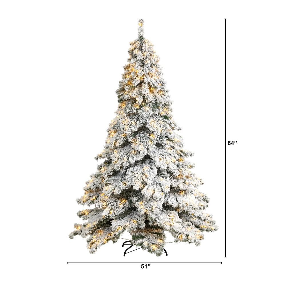 Flocked Austria Fir Artificial Christmas Tree with 400 Warm White LED Lights. Picture 2