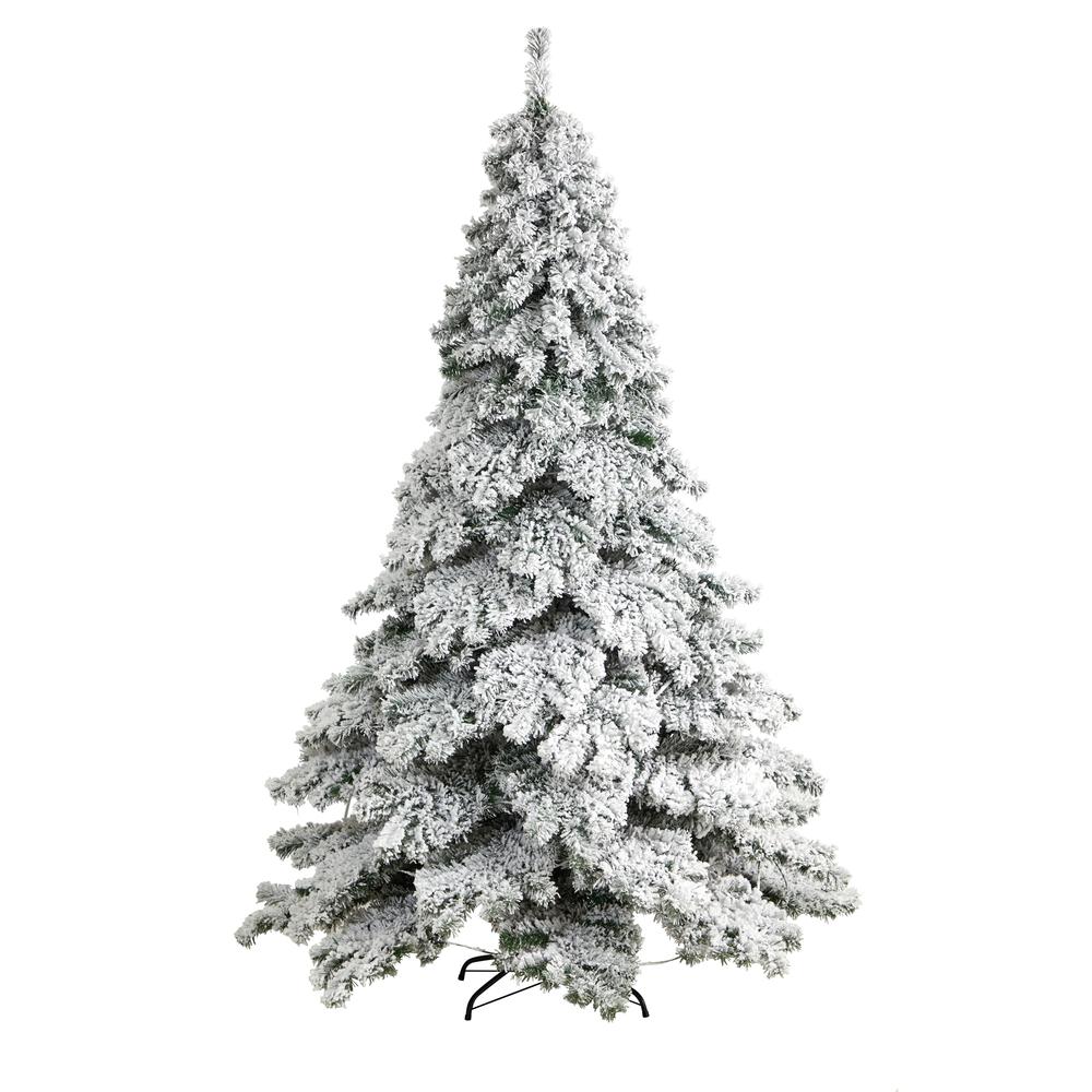 Flocked Austria Fir Artificial Christmas Tree with 400 Warm White LED Lights. Picture 3