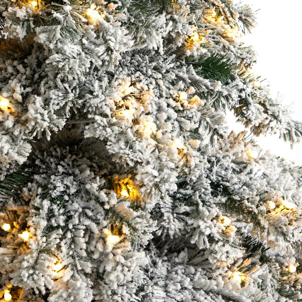 Flocked Austria Fir Artificial Christmas Tree with 400 Warm White LED Lights. Picture 4