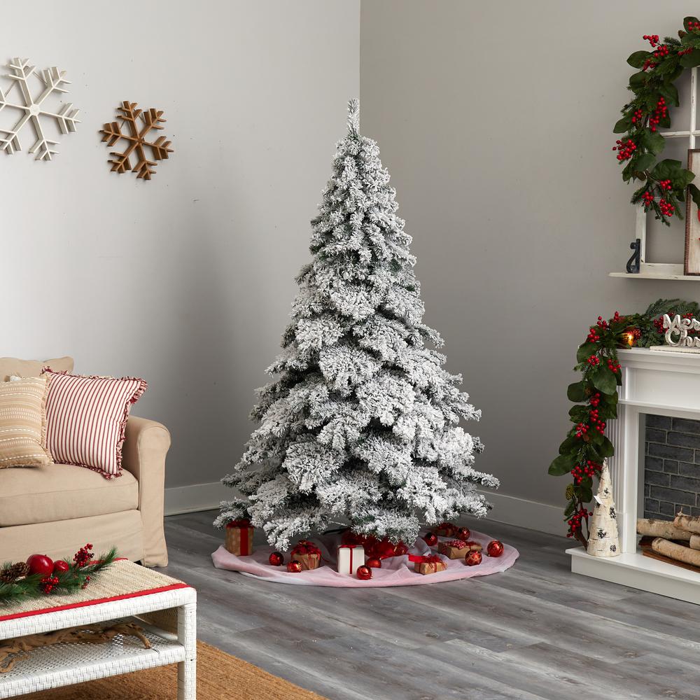 Flocked Austria Fir Artificial Christmas Tree with 400 Warm White LED Lights. Picture 10