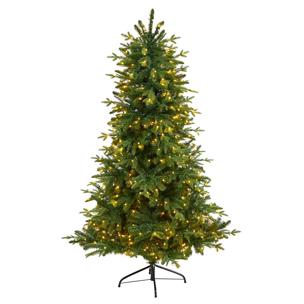 Montreal Spruce Artificial Christmas Tree with 450 Warm White LED Lights. Picture 1