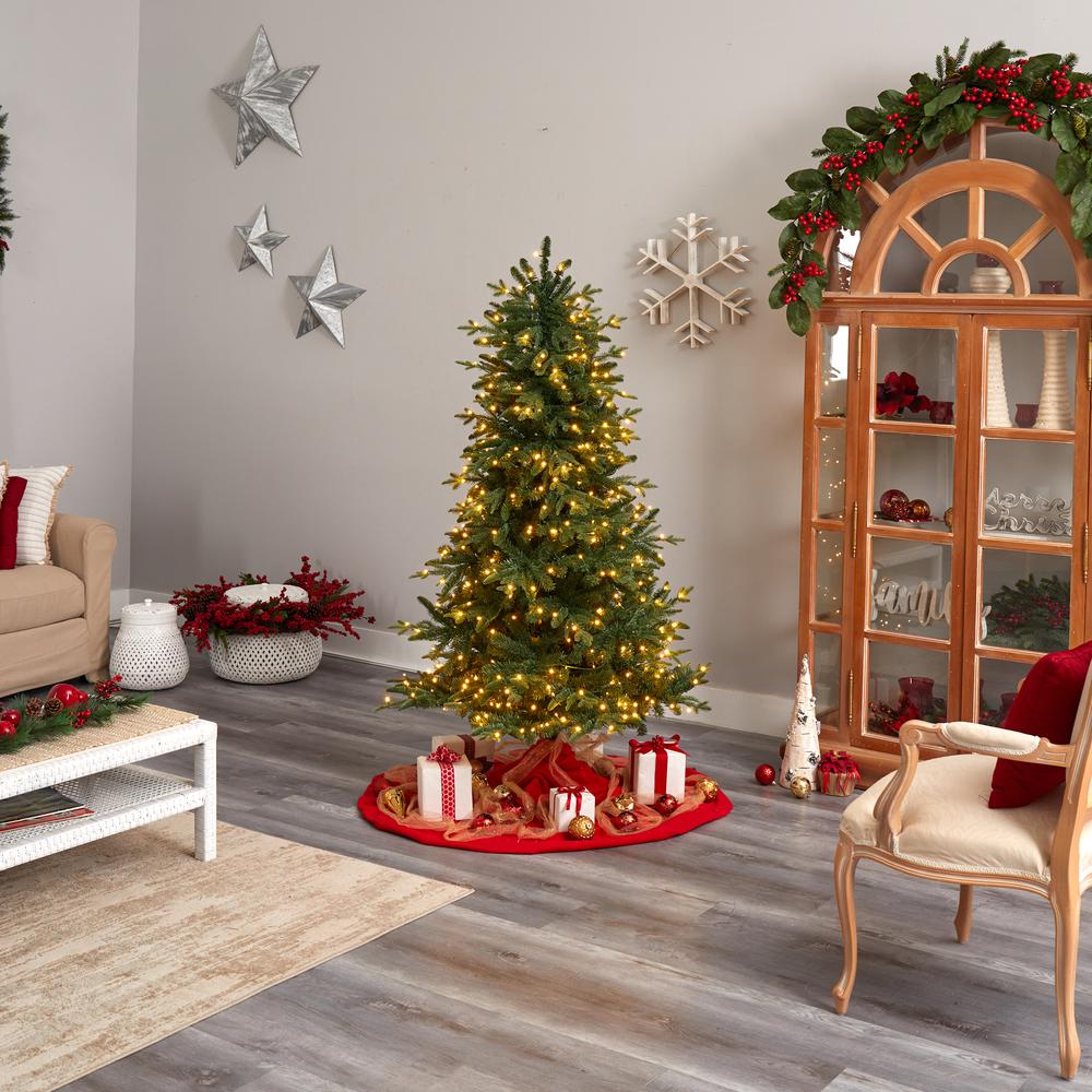 Montreal Spruce Artificial Christmas Tree with 450 Warm White LED Lights. Picture 9