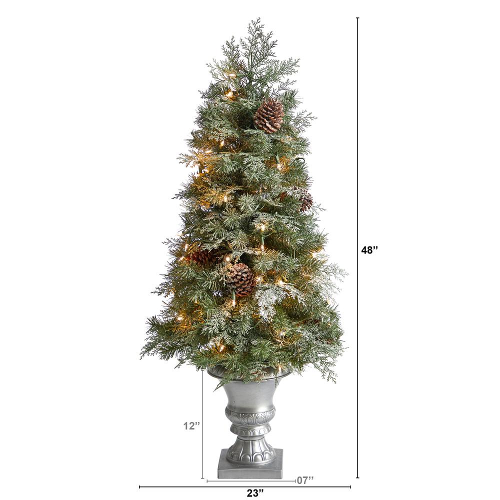 English Pine Artificial Christmas Tree with 100 Warm White LED Lights. Picture 2