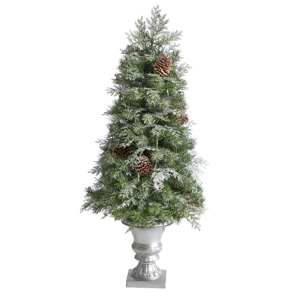 English Pine Artificial Christmas Tree with 100 Warm White LED Lights. Picture 3