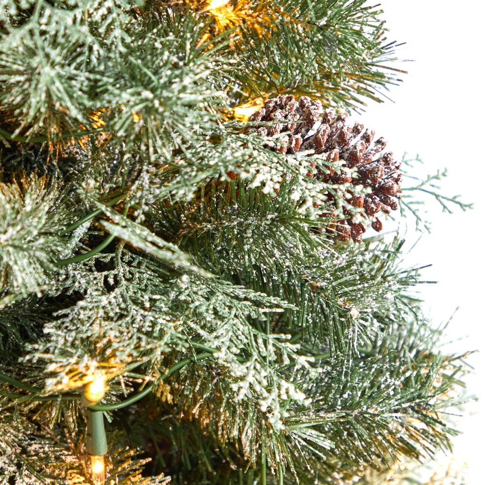 English Pine Artificial Christmas Tree with 100 Warm White LED Lights. Picture 4