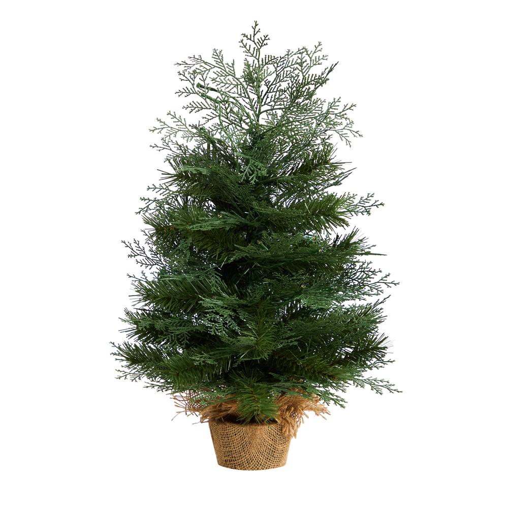 2ft. Artificial Christmas Tree in Burlap Base with 35 Warm White LED Lights. Picture 2