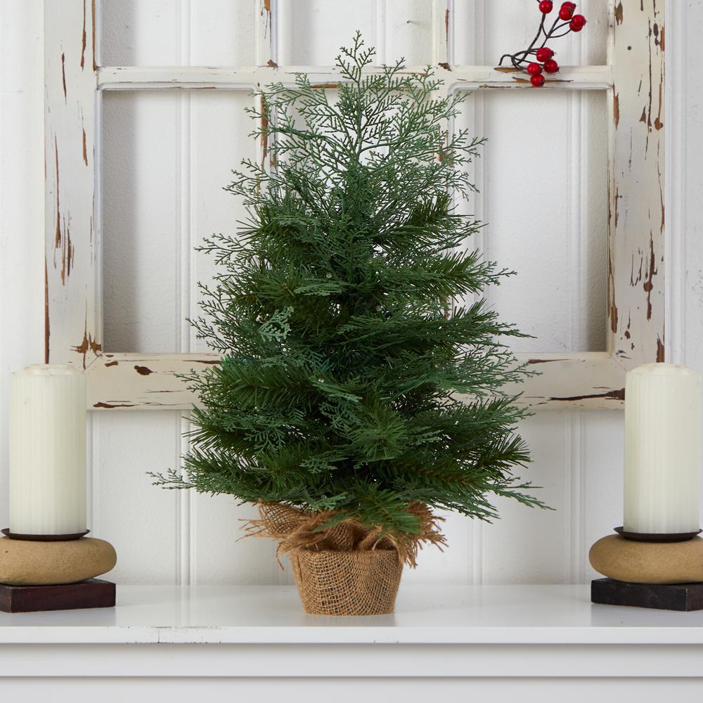 2ft. Artificial Christmas Tree in Burlap Base with 35 Warm White LED Lights. Picture 3