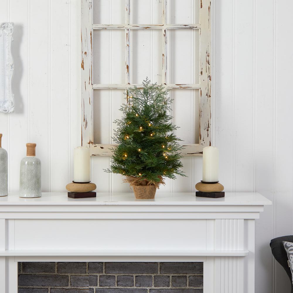 2ft. Artificial Christmas Tree in Burlap Base with 35 Warm White LED Lights. Picture 6