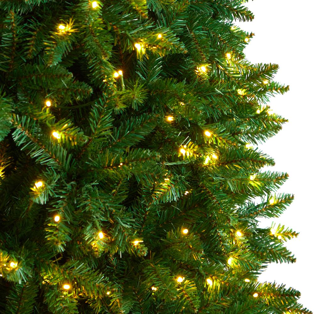 Slim Green Mountain Pine Artificial Christmas Tree with 950 Clear LED Lights. Picture 4