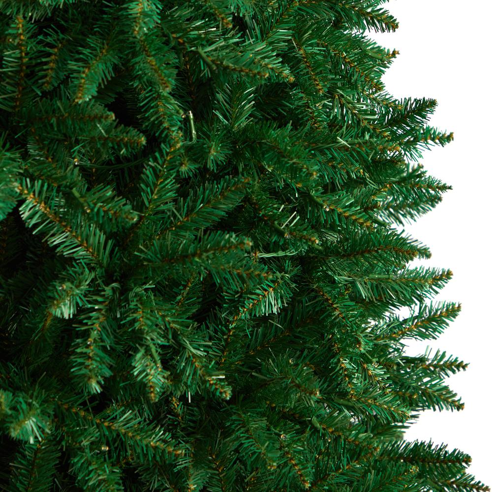 Slim Green Mountain Pine Artificial Christmas Tree with 950 Clear LED Lights. Picture 5