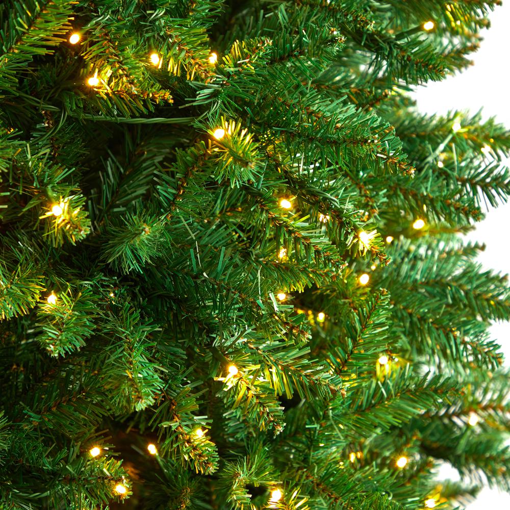 12ft. Slim Green Mountain Pine Artificial Christmas Tree with 1100 Clear LED Lights and 3235 Tips. Picture 3