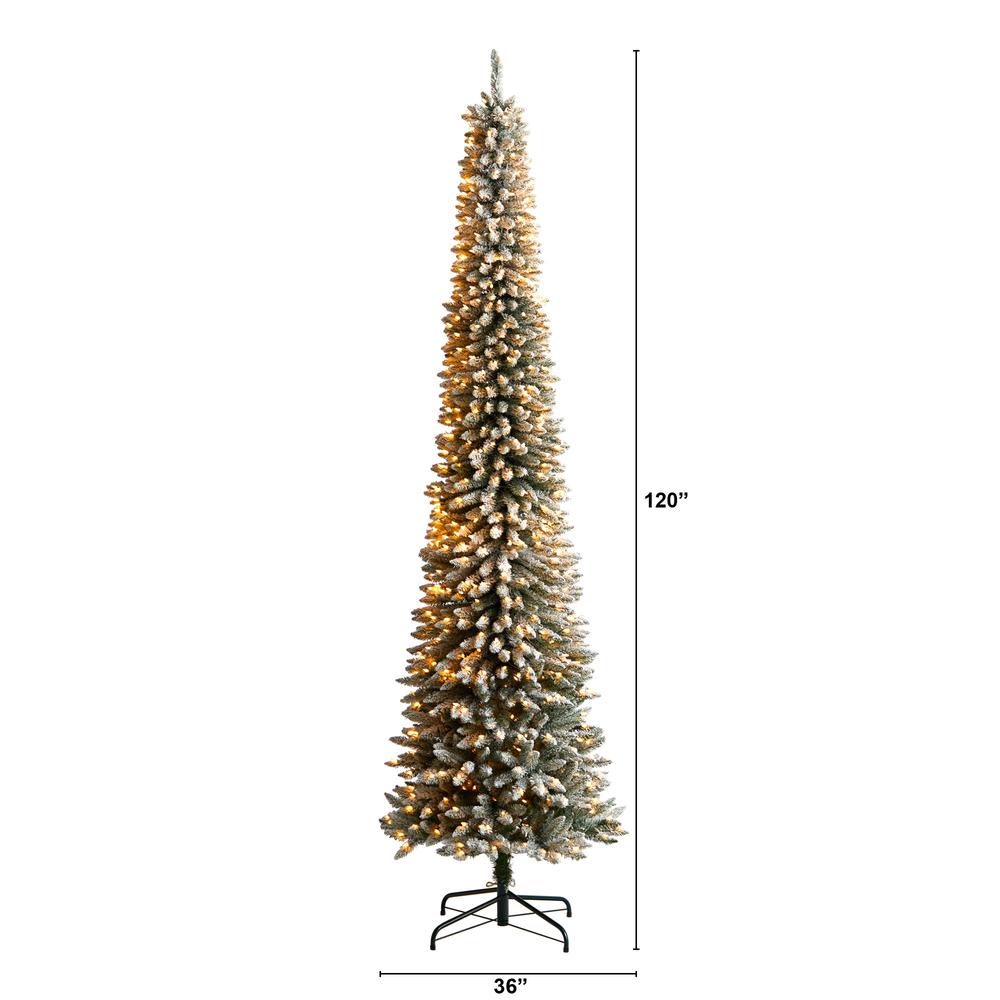Flocked Pencil Artificial Christmas Tree with 700 Clear Lights. Picture 2