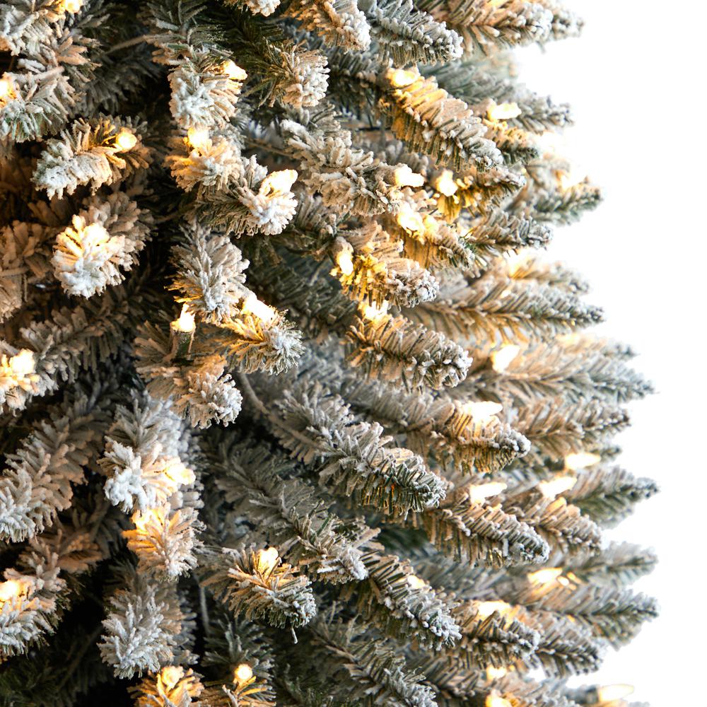 Flocked Pencil Artificial Christmas Tree with 700 Clear Lights. Picture 4