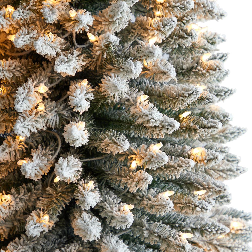 Flocked Pencil Artificial Christmas Tree with 850 Clear Lights. Picture 4