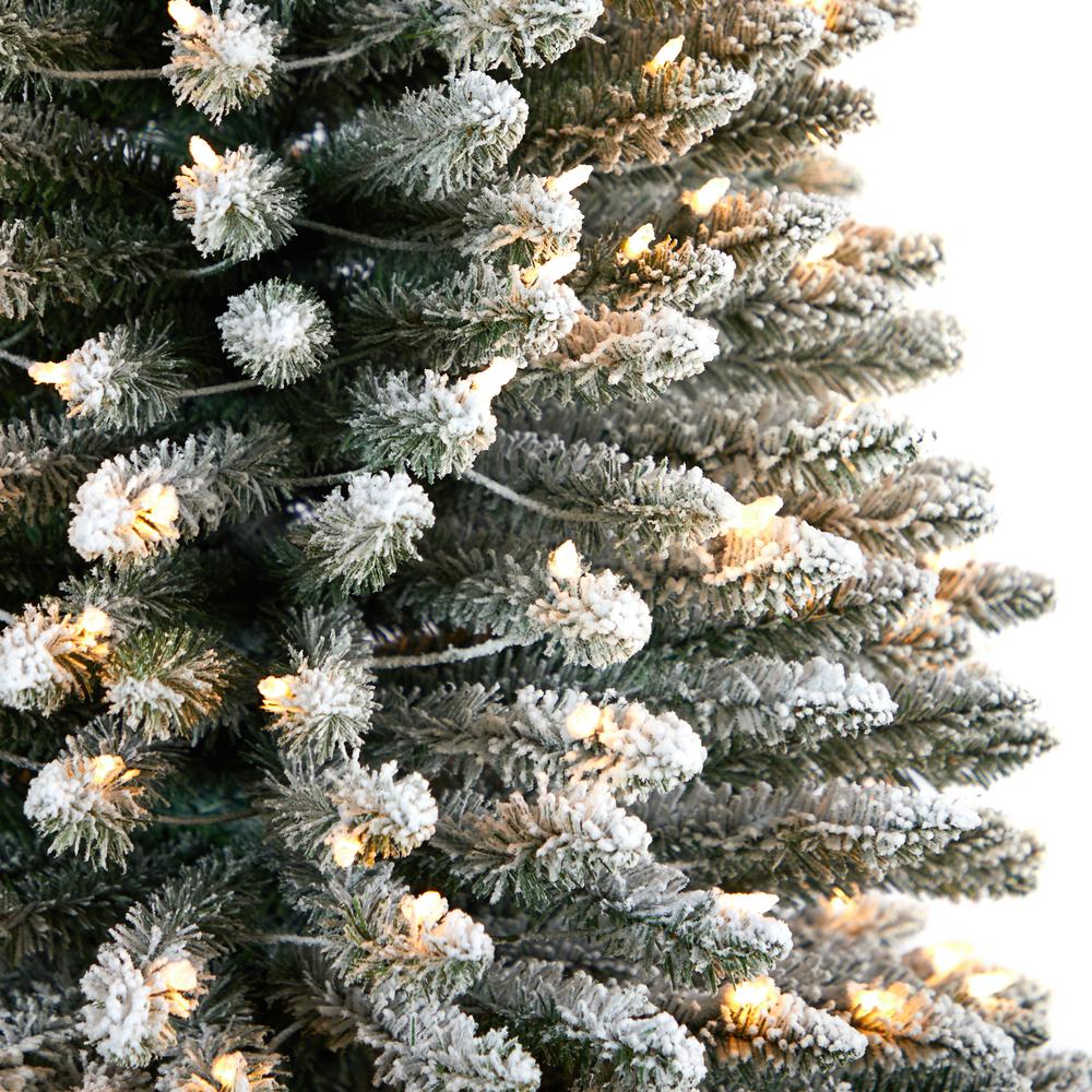Flocked Pencil Artificial Christmas Tree with 1000 Clear Lights. Picture 4