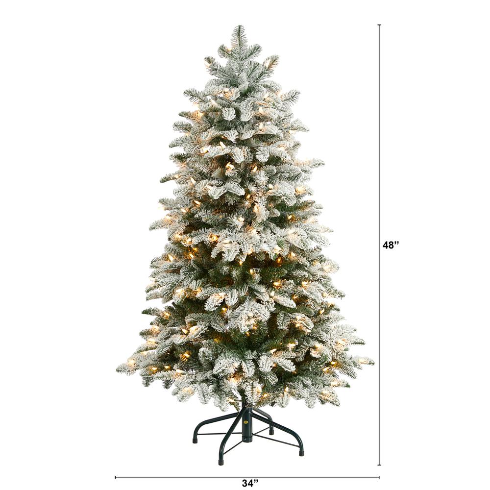 4ft. Flocked North Carolina Fir Artificial Christmas Tree with 250 Warm White Lights and 779 Bendable Branches. Picture 3