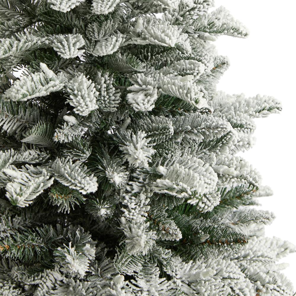 4ft. Flocked North Carolina Fir Artificial Christmas Tree with 250 Warm White Lights and 779 Bendable Branches. Picture 5