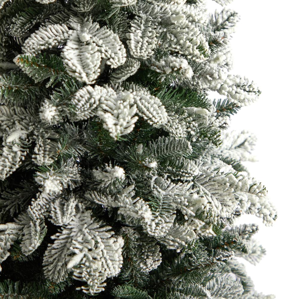 5ft. Flocked North Carolina Fir Artificial Christmas Tree with 350 Warm White Lights and 1247 Bendable Branches. Picture 5