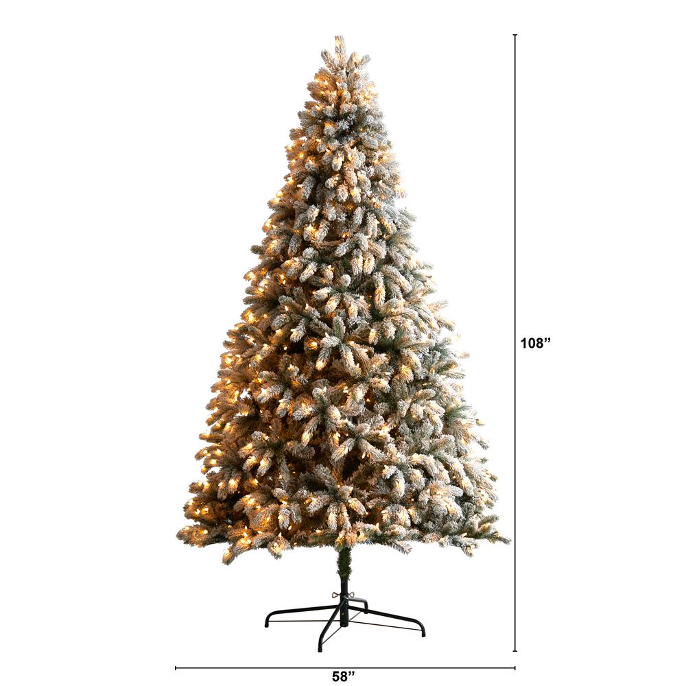 Flocked South Carolina Spruce Artificial Christmas Tree with 850 Clear Lights. Picture 2