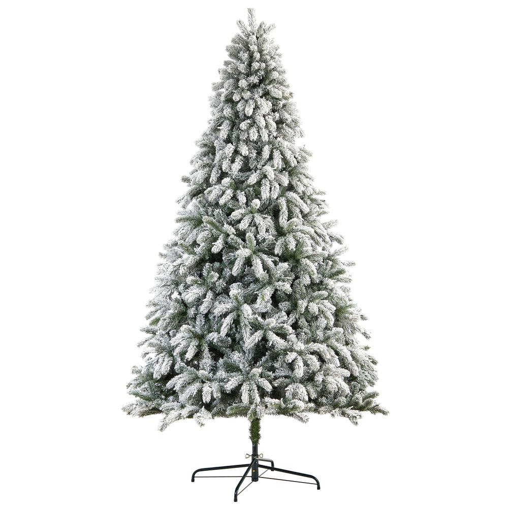 Flocked South Carolina Spruce Artificial Christmas Tree with 850 Clear Lights. Picture 3