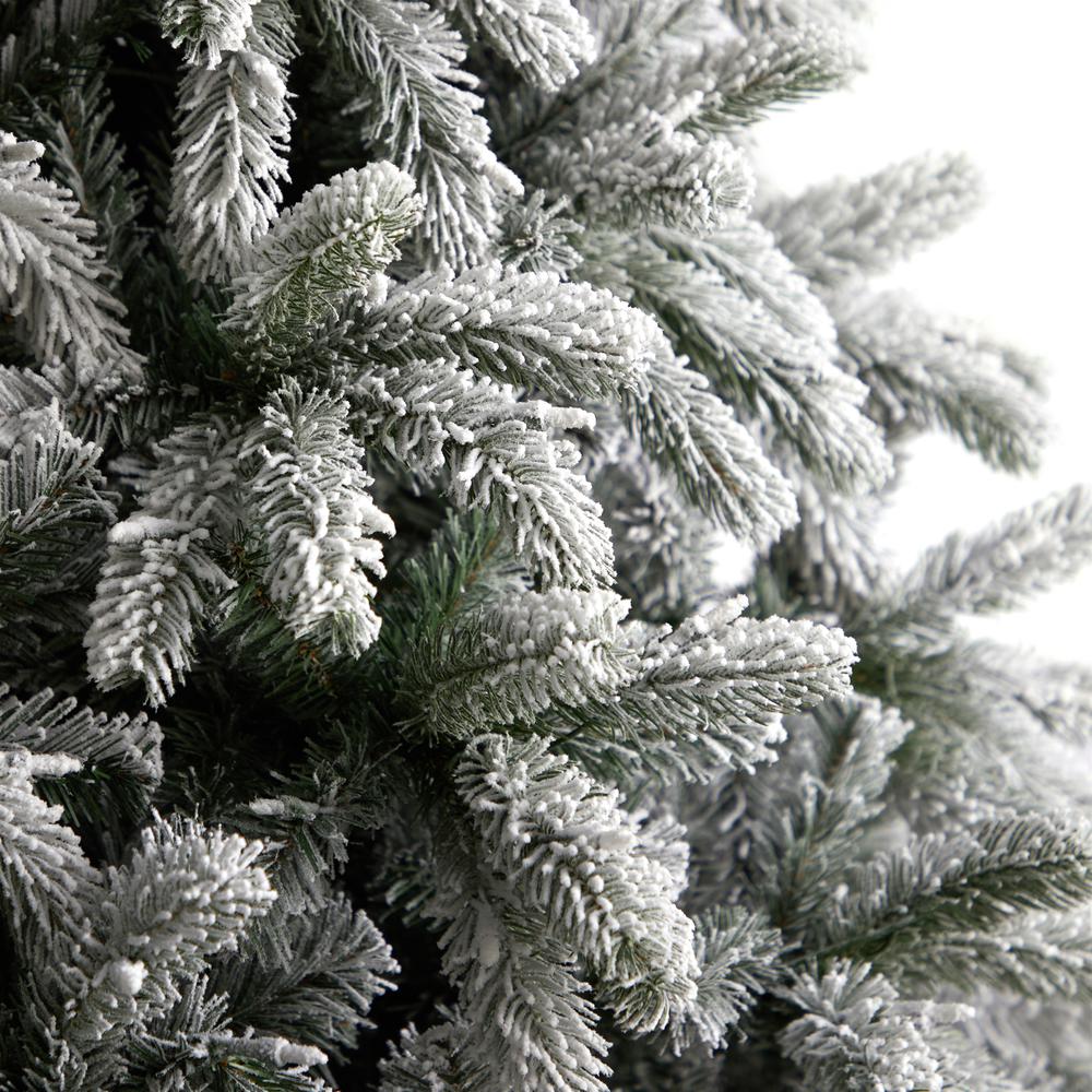 Flocked South Carolina Spruce Artificial Christmas Tree with 850 Clear Lights. Picture 5