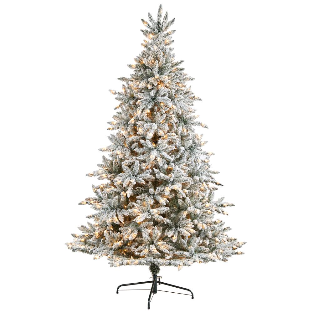 8ft. Flocked West Virginia Spruce Artificial Christmas Tree with 600 Clear Lights and 1856 Bendable Branches. Picture 6