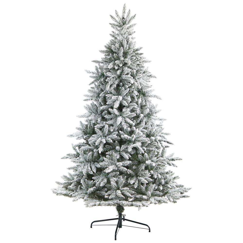 8ft. Flocked West Virginia Spruce Artificial Christmas Tree with 600 Clear Lights and 1856 Bendable Branches. Picture 2
